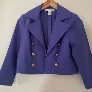 Carole Wren Cropped Double Breasted Blazer Jacket Purple Small NWOT